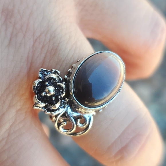 New Mookaite Jasper Silver Flower Ring. - Picture 8 of 16